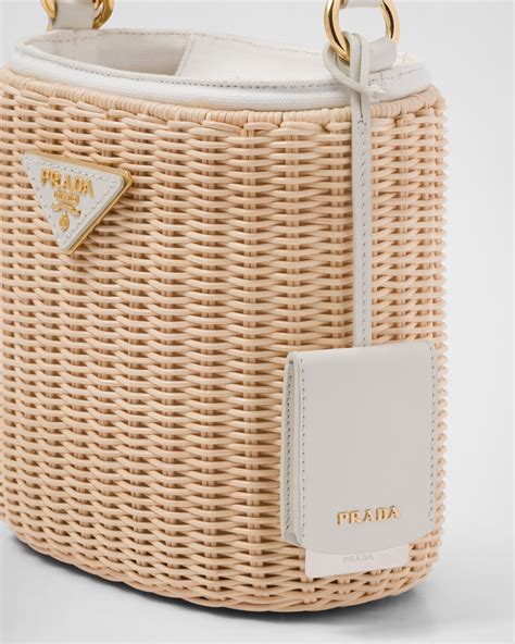 prada fabric shoulder bag bucket|prada wicker bucket bag.